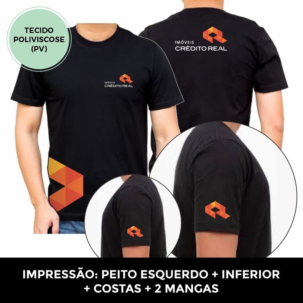 Camiseta Poliviscose (PV) - IMPRESSÃO PEITO + INFERIOR + COSTAS + MANGAS-PV109